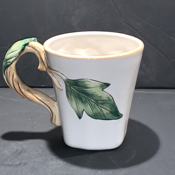 Fitz & Floyd Manhattan Garden Coffee Mug with Stem & Leaf Handle 3.75" x 4" - Picture 3 of 7